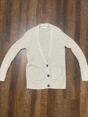 Hollister Women's Beige Knit V-Neck Long Sleeve Button Front Cardigan M